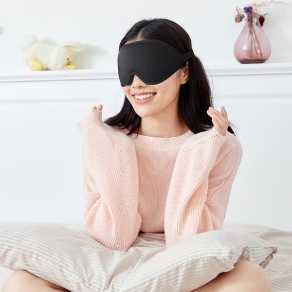 Mjuk 3D sovmask ögonmask för flygresor yoga vila Black