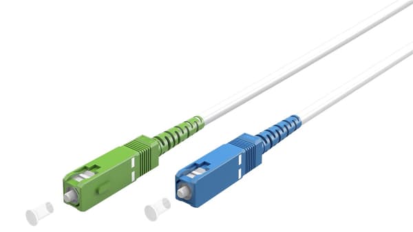 Fiberoptisk kabel (FTTH), Singlemode (OS2) White, vit (Simplex), 20 m