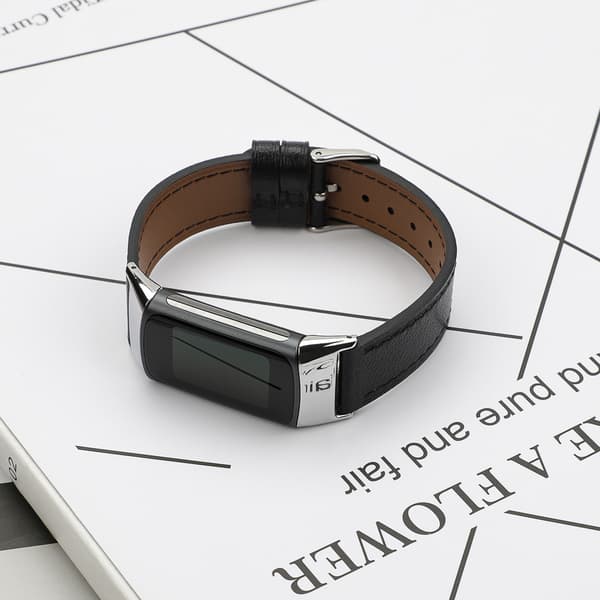 Læderarmbånd Fitbit Charge 5 armbånd læder Sort