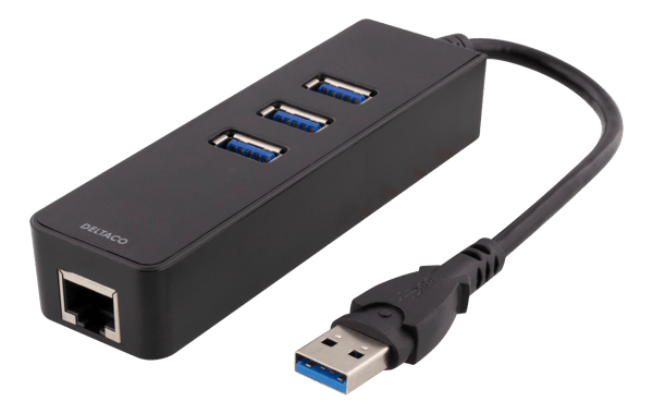 Network adapter 1xGbitRJ45 1xUSB3 A ma 3x USB3 fe black