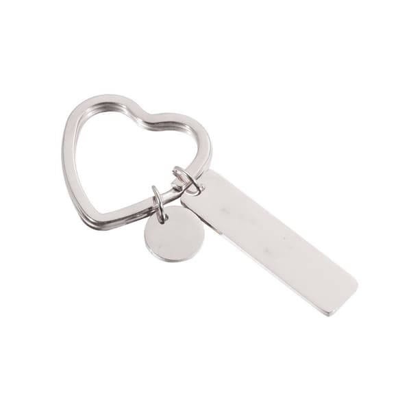 2 pakke hjerteformet DIY nøkkelring i rustfritt stål Silver