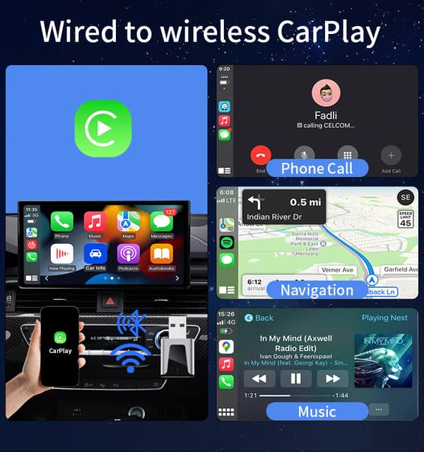 Langaton CarPlay & Android Auto -sovitin autoihin