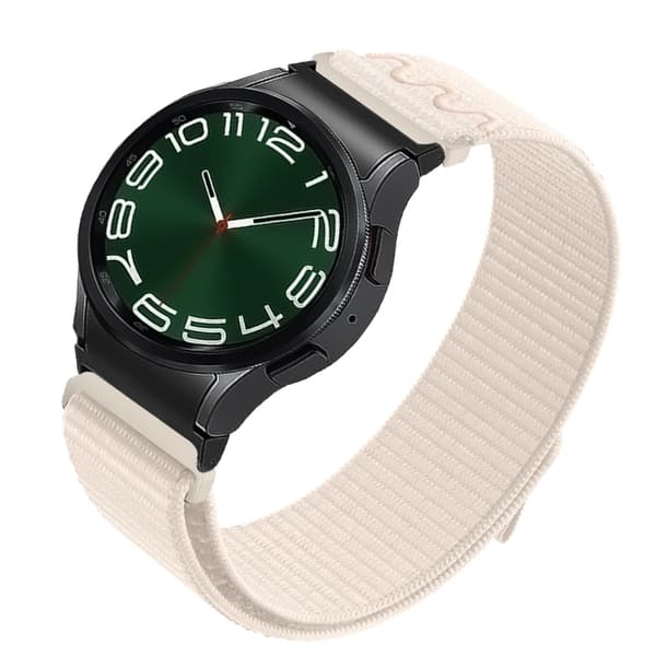 Stjernelys Beige Nylon Urrem til Samsung Watch 6/5/4