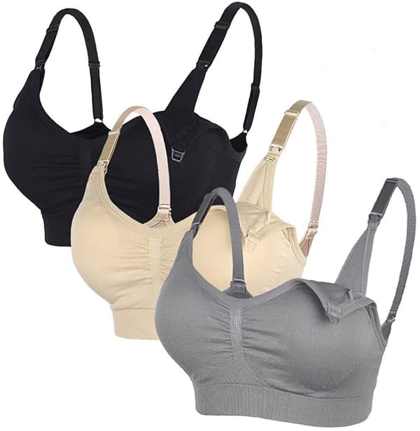 BH för amning, 3-Pack (Svart + Beige + Grå) M