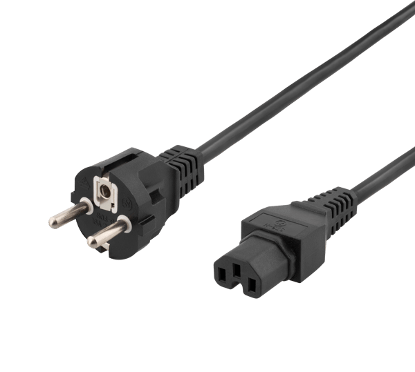 Power cord CEE 7/7 - IEC C15, 0.5m, black