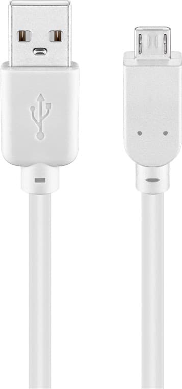 USB-A till Micro-B-kabel, 0,3 m, vit