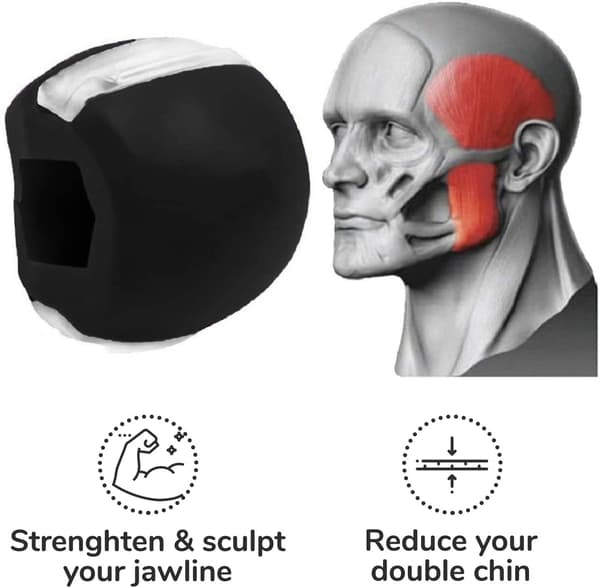 Jawline exerciser kæbetræner silikone Sort 1 Pack