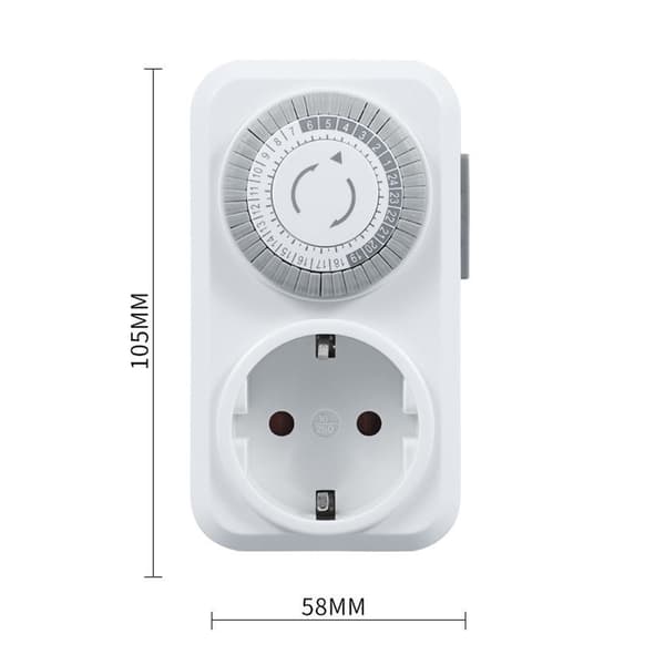 Timeruttak, plug-in mekanisk timer, energisparing 30 minutter til 24 timer