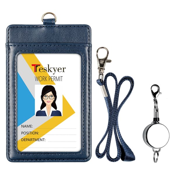 Pystysuuntainen korttiteline PU-nahkaa Blue