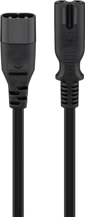 Forlengelseskabel C7/C8, 2 m, svart