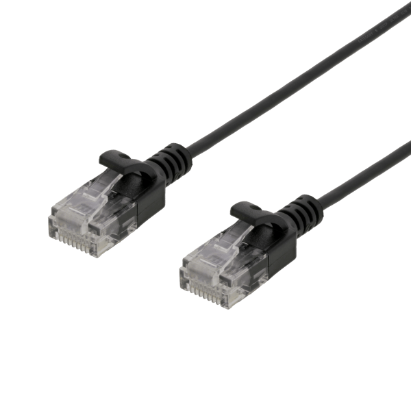 U/UTP Cat6 patch cable slim, 2.6 mm⌀, 1m, 500MHz, black