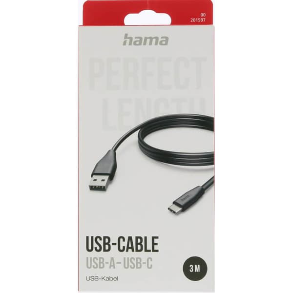 Ladekabel USB-A til USB-C Svart 3.0m
