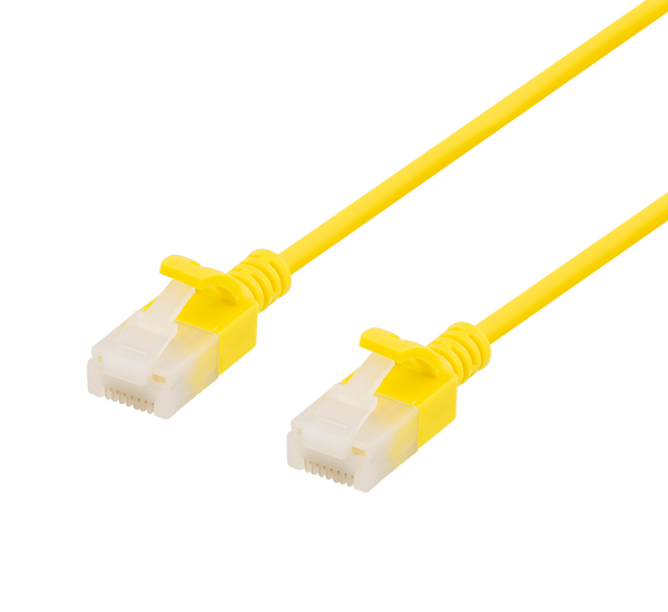 U/UTP Cat6a patch cable, slim, 3.5mm diameter, 1m, yellow
