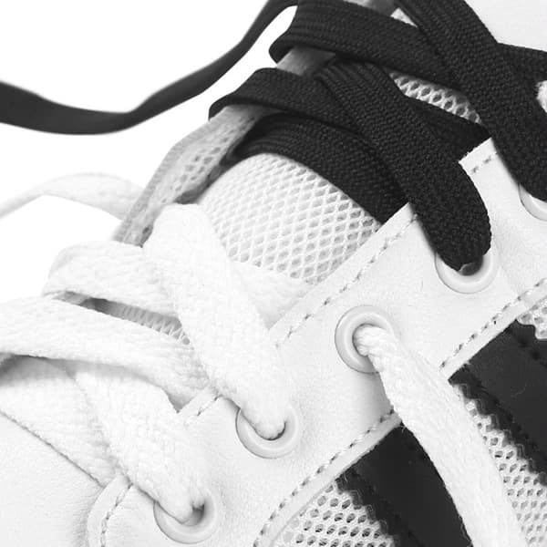 Flade polyestersnørebånd, 4 par snørebånd White S
