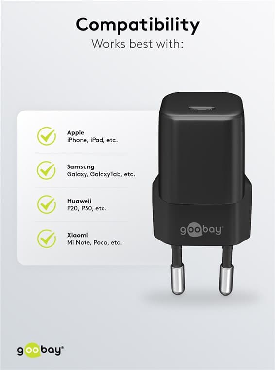 USB-C™ PD GaN hurtigoplader Nano (30 W) sort