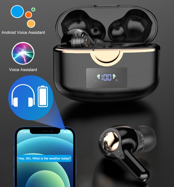 Langattomat Bluetooth 5.0 Double Dynamic Speaker -kuulokkeet Black