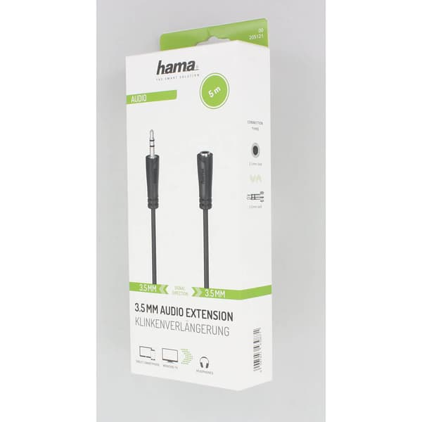 Kabel lyd 3,5mm-3,5mm Forlengelse 5m