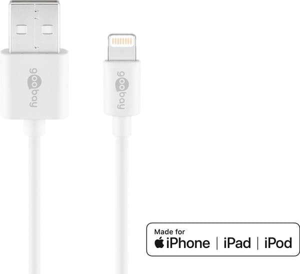 Lightning USB-opladnings- og synkroniseringskabel, 1 m, hvid