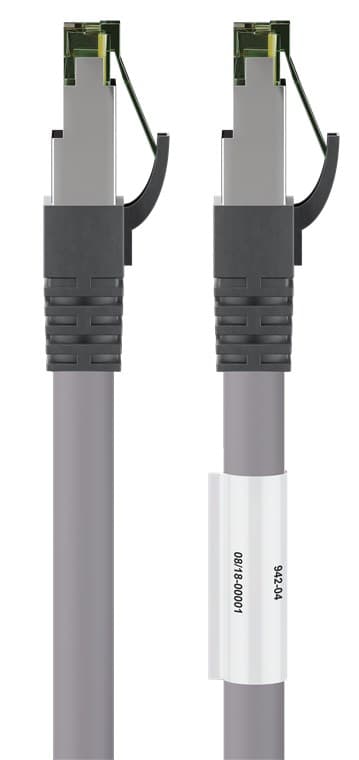 RJ45 (CAT 6A, 500 MHz) patchkabel med CAT 8.1 S/FTP rå kabel, grå