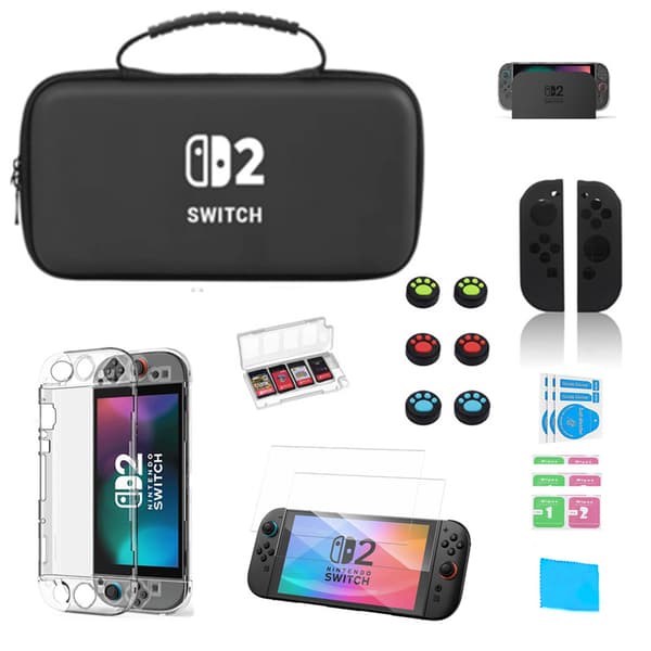 Nintendo Switch 2-etui og oppbevaringspose til tilbehør