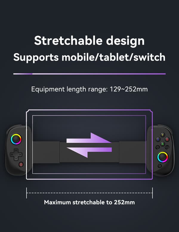 D8 Trådløs Strækbar Gamepad til Telefoner og Tablets White