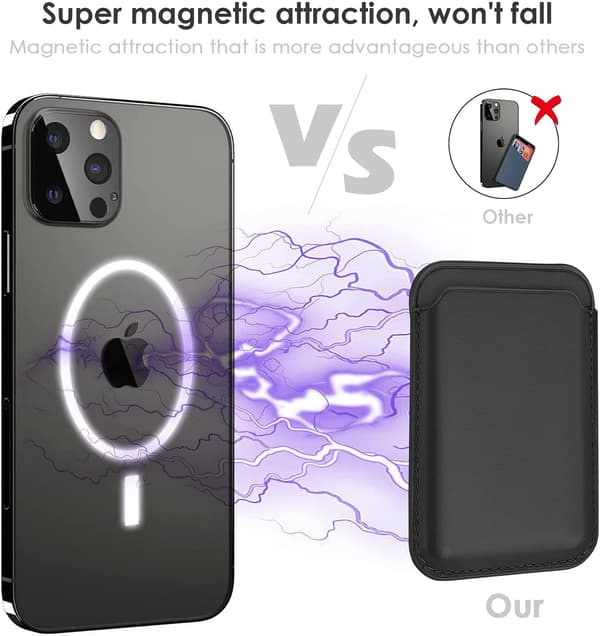 Magnetisk kortholder til iPhone 12/13 serie PU læder Sort