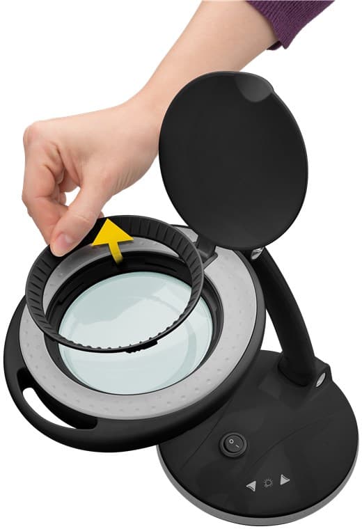 LED suurennuslamppu jalustalla, 6 W, musta