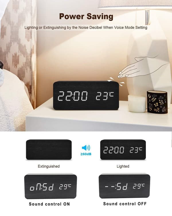 Digitalt LED vækkeur Black