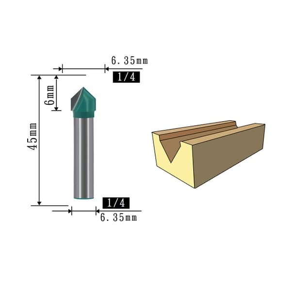 V-Groove Router Bit Sæt - 1/4 Tomme Skaft, Twin Pack A