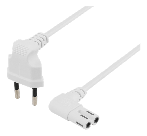 Outlet cable 5m angled CEE 7/16 to angled IEC 60320 C7white