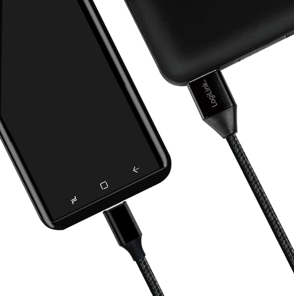 USB-USB-C Lade/synkroniseringskabel 15W 0,3m Tekstil