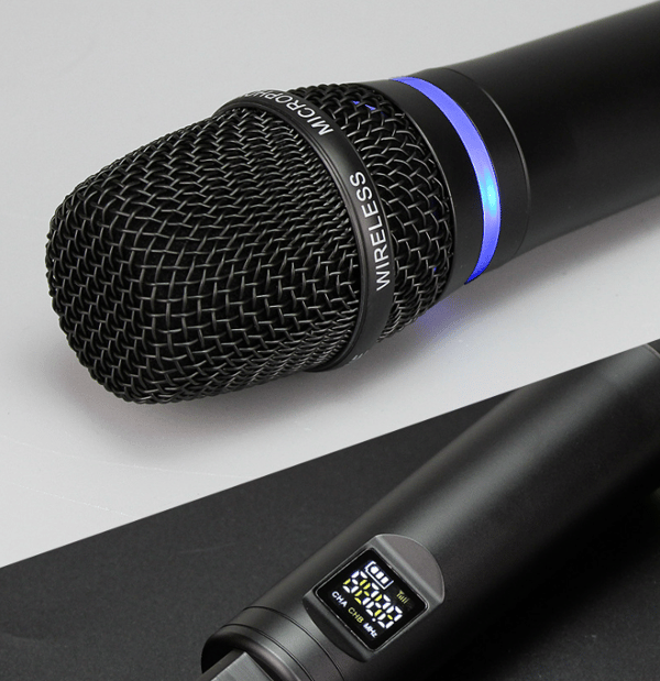 2-pak trådløs mikrofon Bluetooth rumklang med Android-portkabel Black