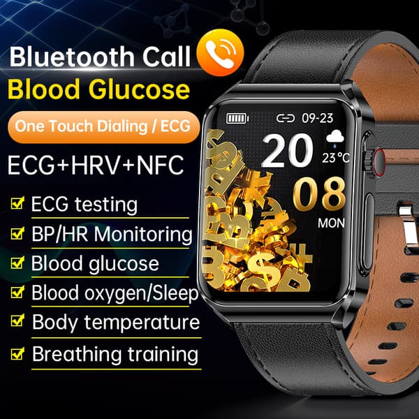 Smartklocka med EKG/Bluetooth-samtal och musik Black