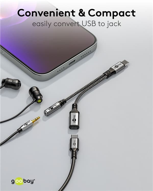 Adapteri USB-C™ - USB-C™ ja 3,5 mm:n AUX-liitäntä