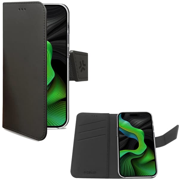 Wally Wallet Case iPhone 15 Pro musta