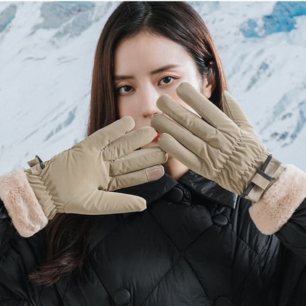 Varma vinterhandskar med touch Khaki S
