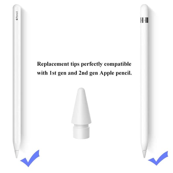 Udskiftningshoved til Apple Pencil 1 og 2 White