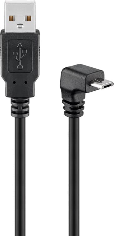USB-A till Micro-B-kabel 90°, 1,8 m, svart