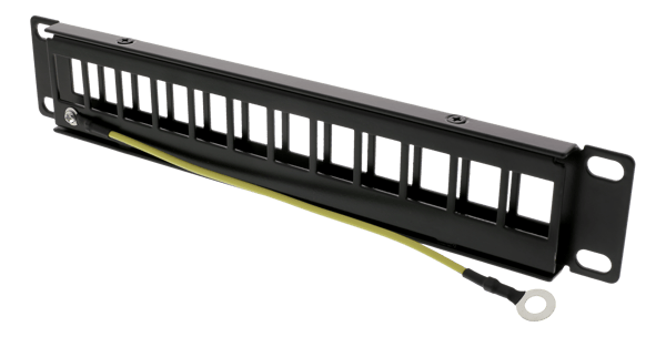 10" Keystone patch panel, 12 ports, 1U, metal, black