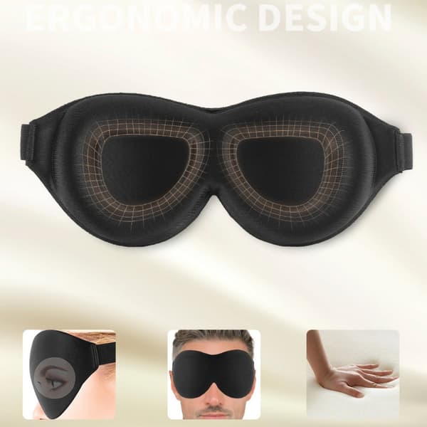 3D Sovmask för Totalt Mörker Black