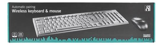 Wireless combo kit, keyboard and mouse, 10m range, US layout