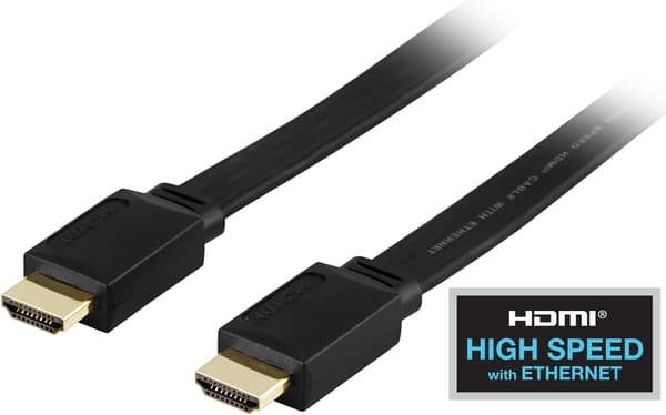 Flat HDMI cable, HDMI High Speed w/ Ethernet, 4K, 3m, black