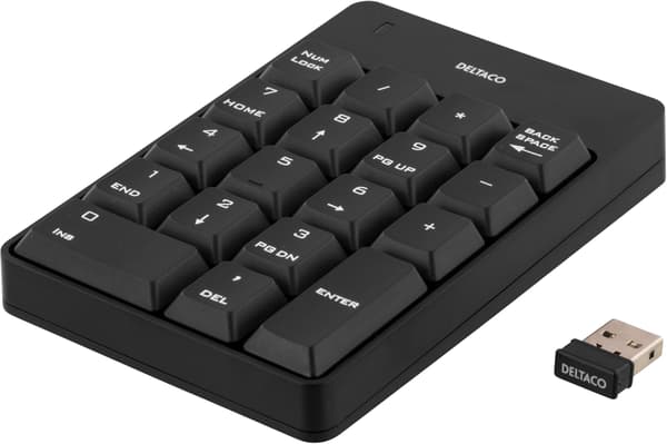 Wireless numeric keypad 18 keys nanoreceiv USB 10m range blk