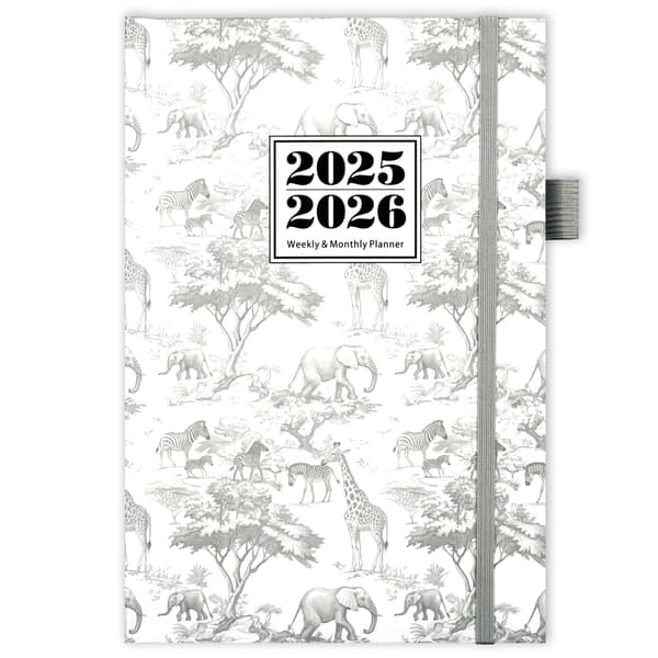2025-2026 Ukentlig Planlegger med Trinnvis Layout Grey