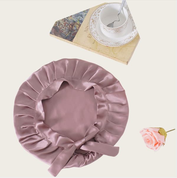 Justerbar silkesovehætte til kvinder, 100% silkehue Pink