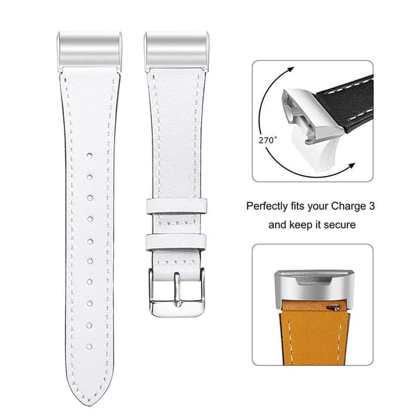Aito nahkaranneke Fitbit Charge 3/4:lle White
