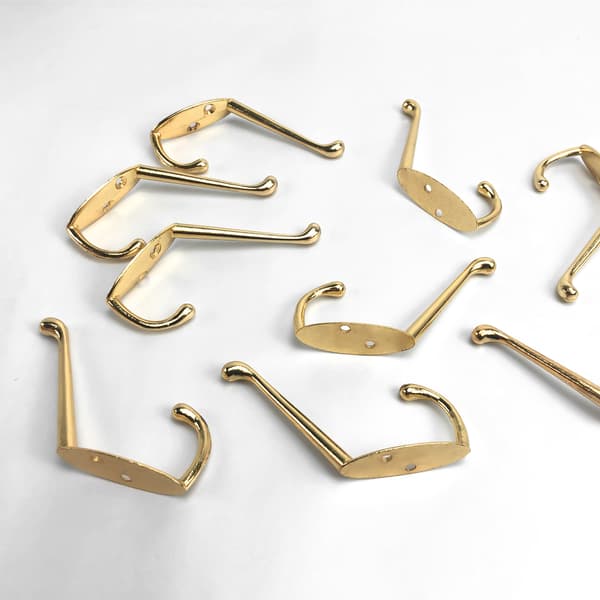 9-pak vægmonterede metalkroge, dobbeltstift Gold