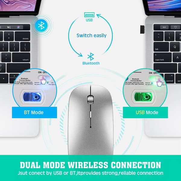 Langaton Bluetooth Dual Mode -hiiri monilaitteiseen käyttöön Silver