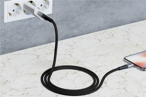 Mikro USB til USB-A tekstilkabel med metalstik 2 m