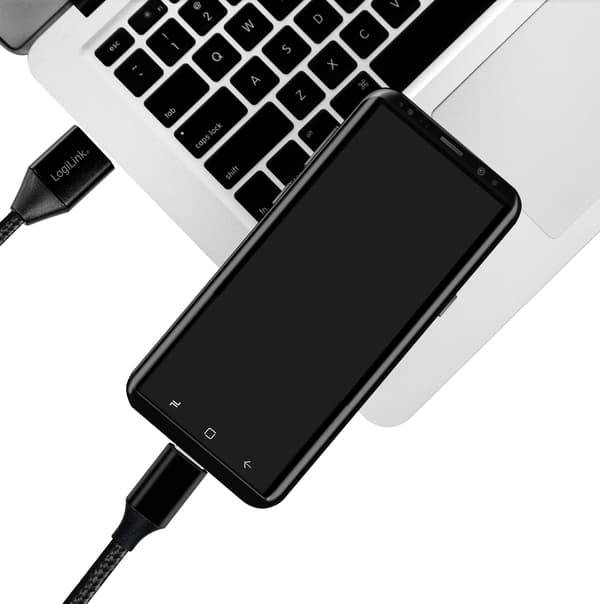 USB-USB-C Lade/synkroniseringskabel 15W 0,3m Tekstil